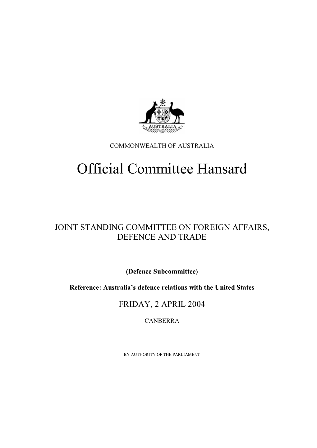 Official Committee Hansard