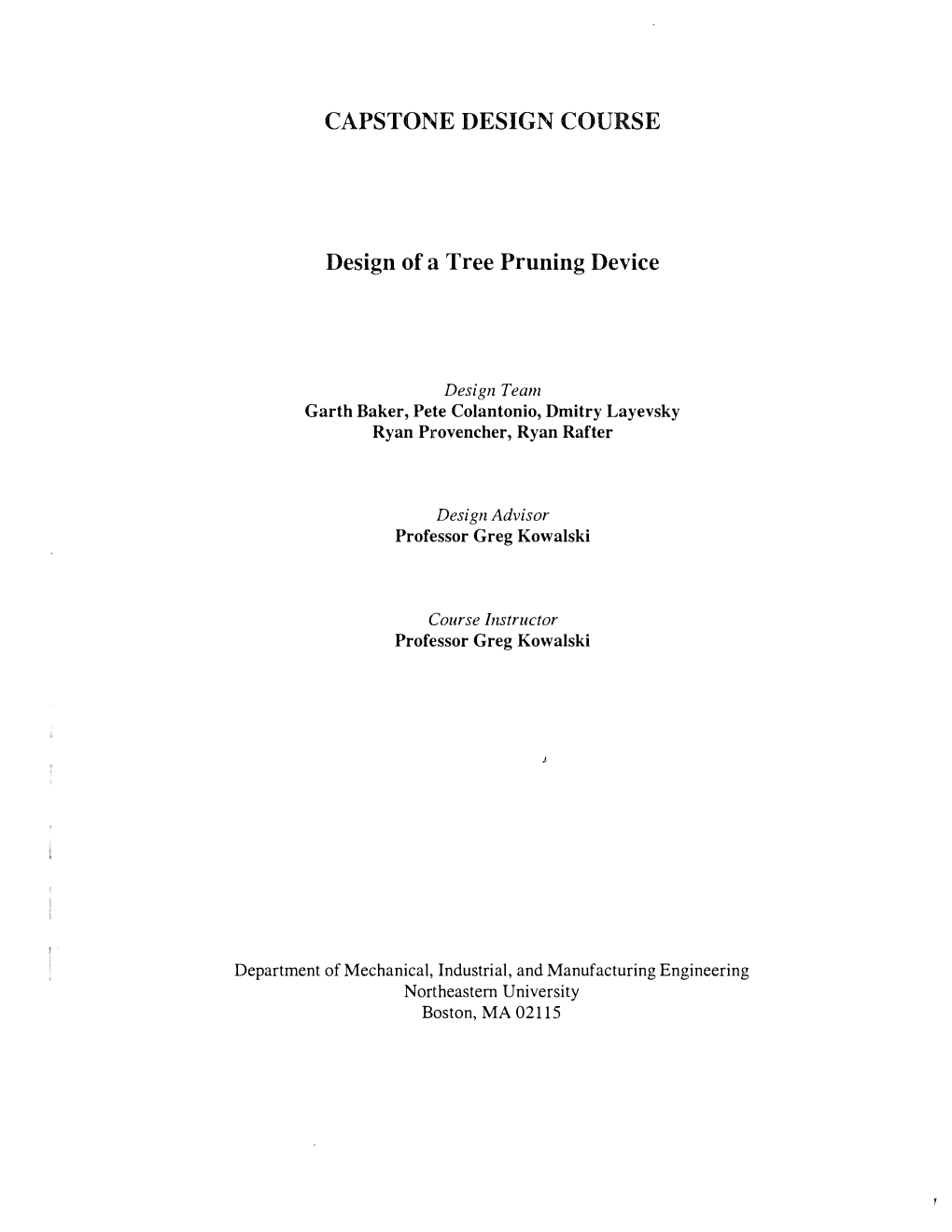 Design of a Tree Pruning Device