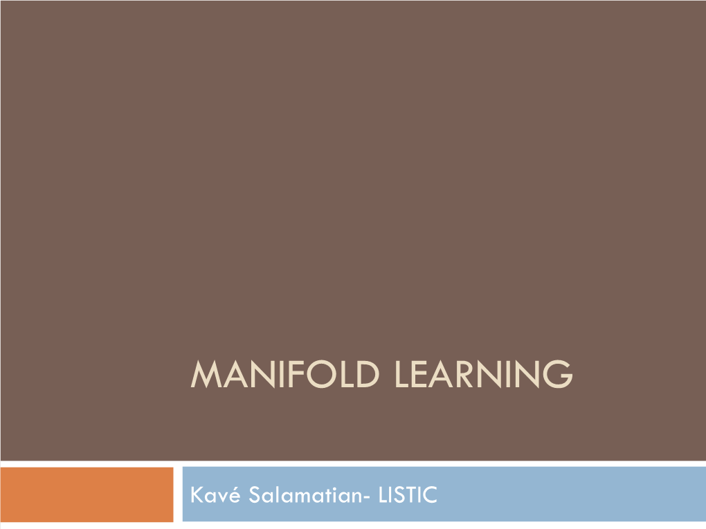 Manifold Learning