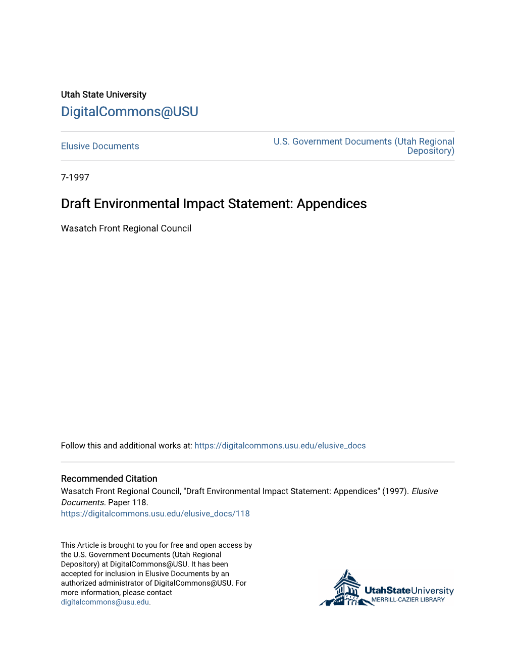 Draft Environmental Impact Statement: Appendices