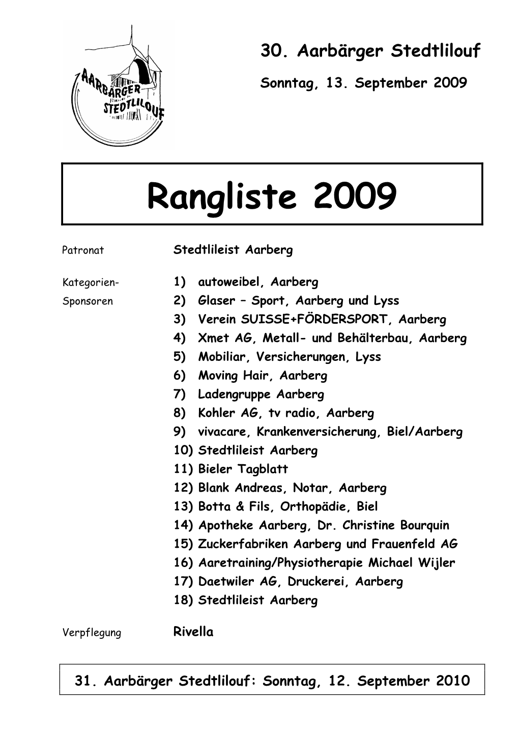 Rangliste 2009