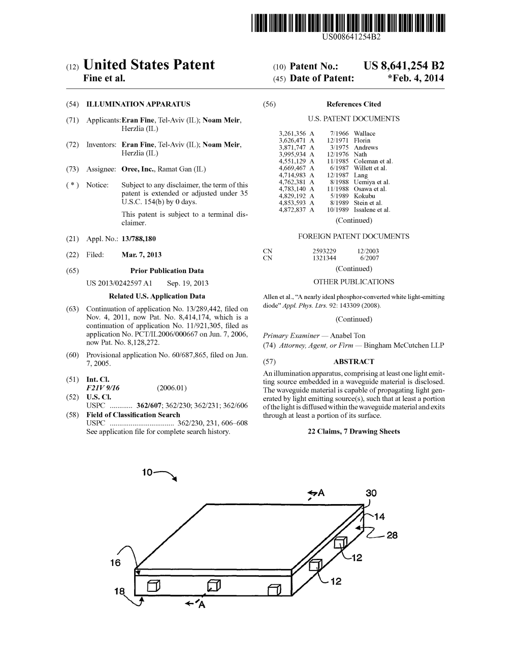 (12) United States Patent (10) Patent No.: US 8,641.254 B2 Fine Et Al