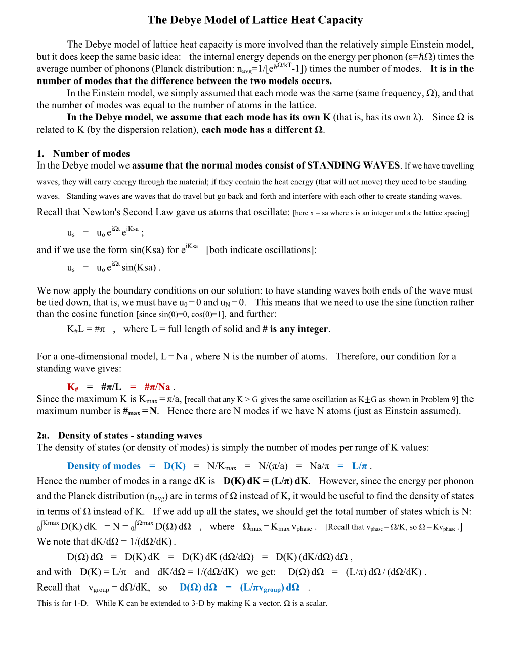 The Debye Model of Lattice Heat Capacity