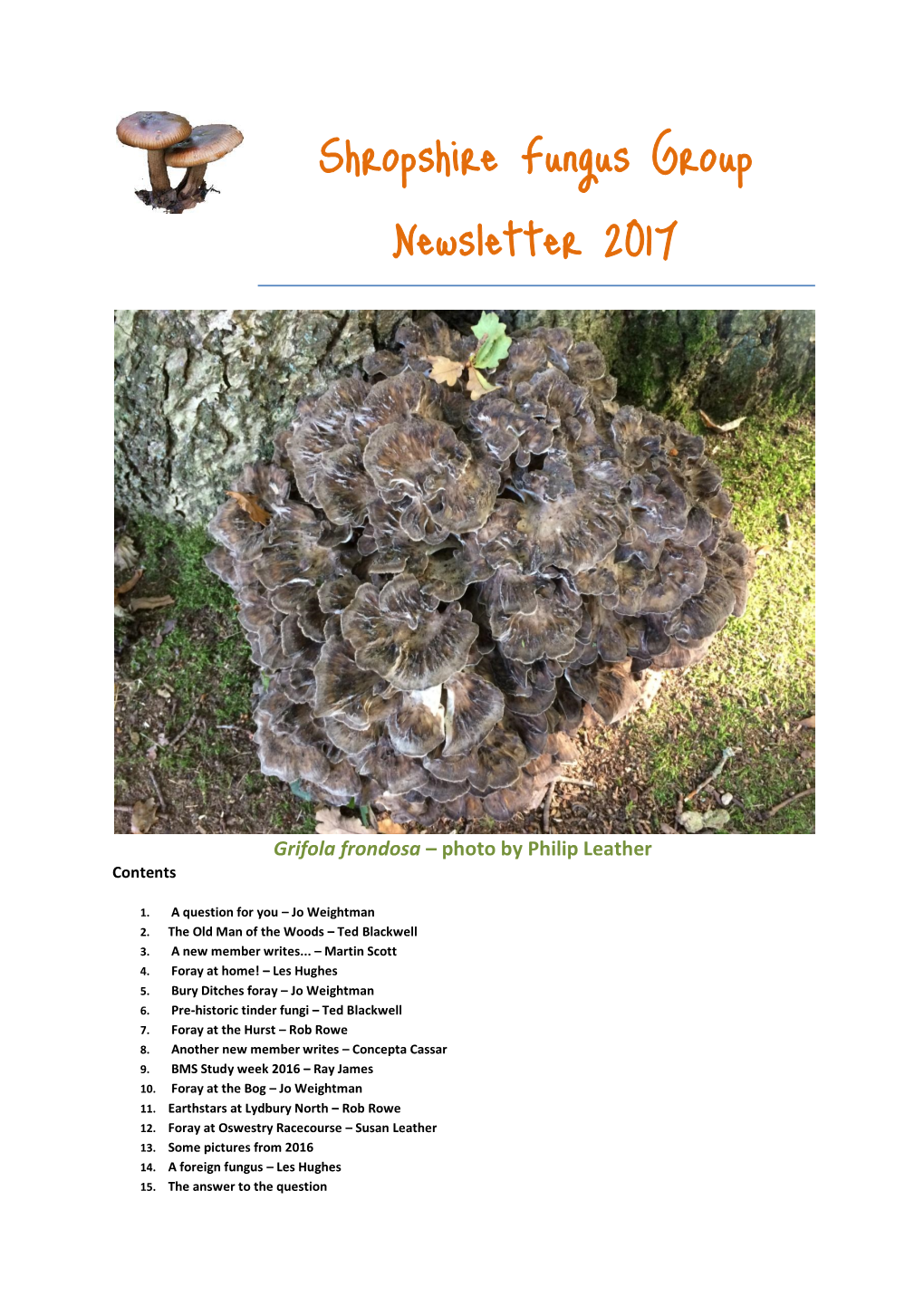 Shropshire Fungus Group Newsletter 2017