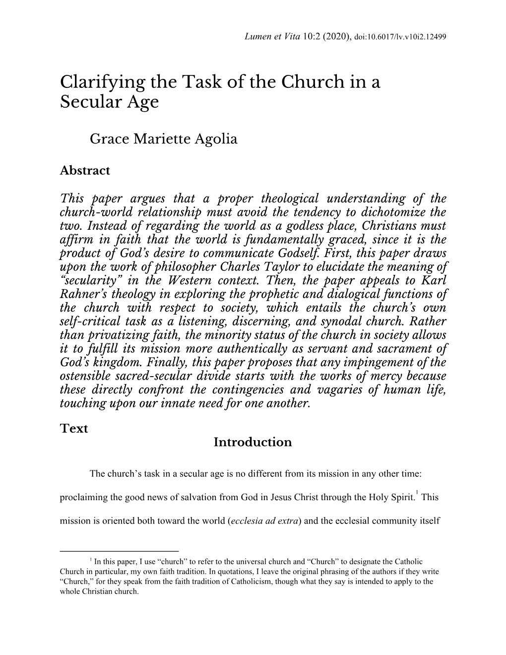 Clarifying the Task of the Church in a Secular Age