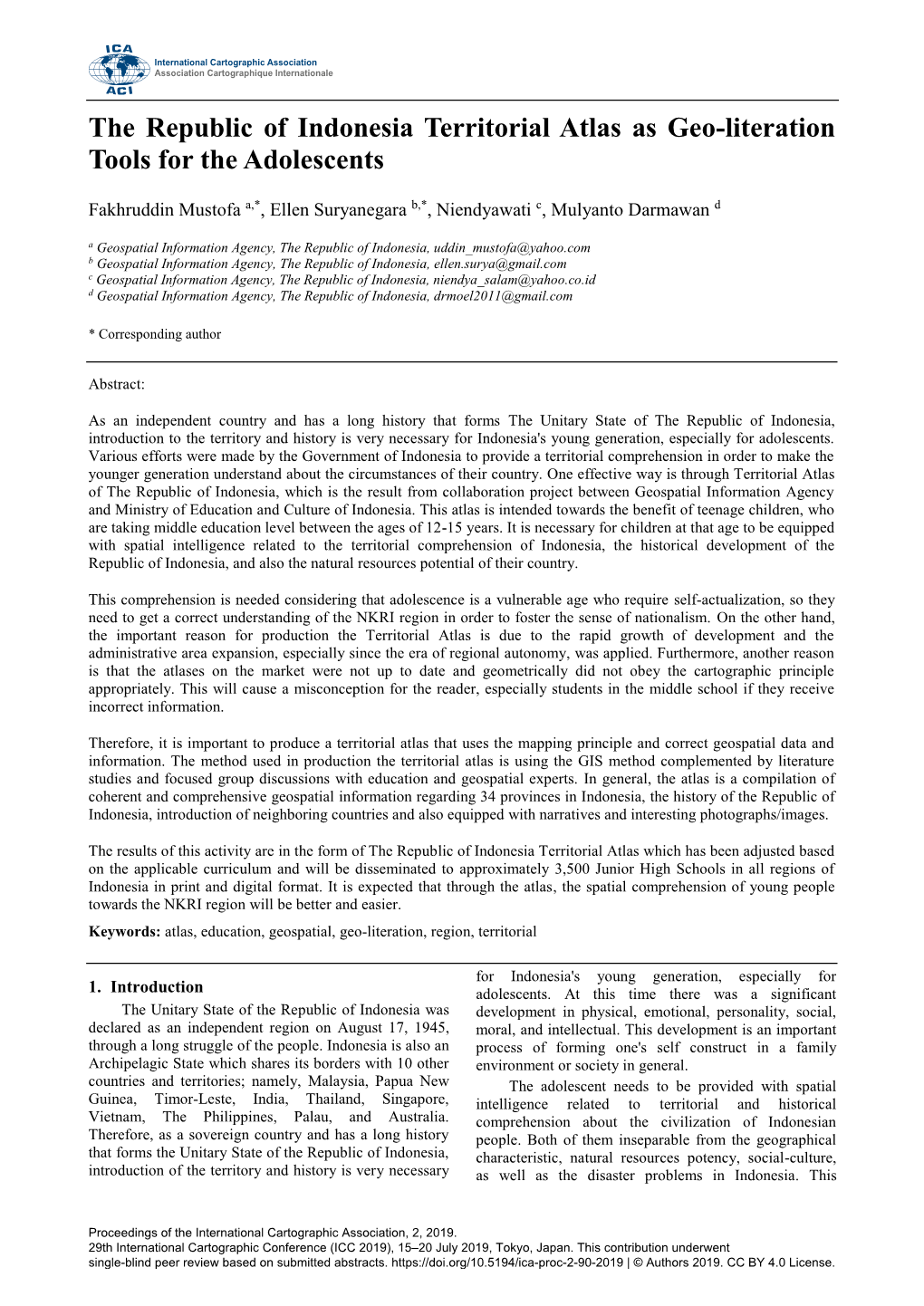 The Republic of Indonesia Territorial Atlas As Geo-Literation Tools for the Adolescents