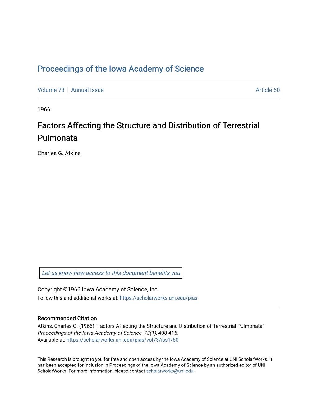 Factors Affecting the Structure and Distribution of Terrestrial Pulmonata