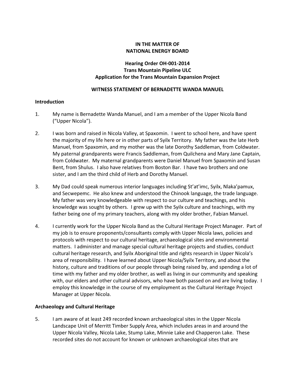 Final Witness Statement of Bernadette Manuel May 27, 2015 (00251209