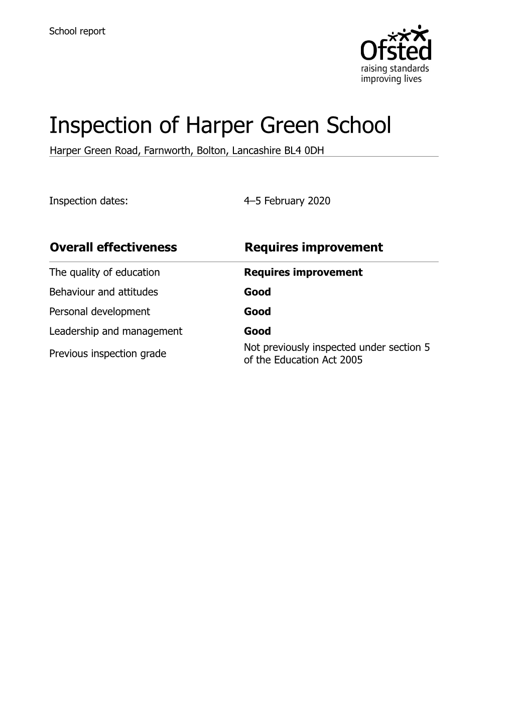 Inspection of Harper Green School Harper Green Road, Farnworth, Bolton, Lancashire BL4 0DH