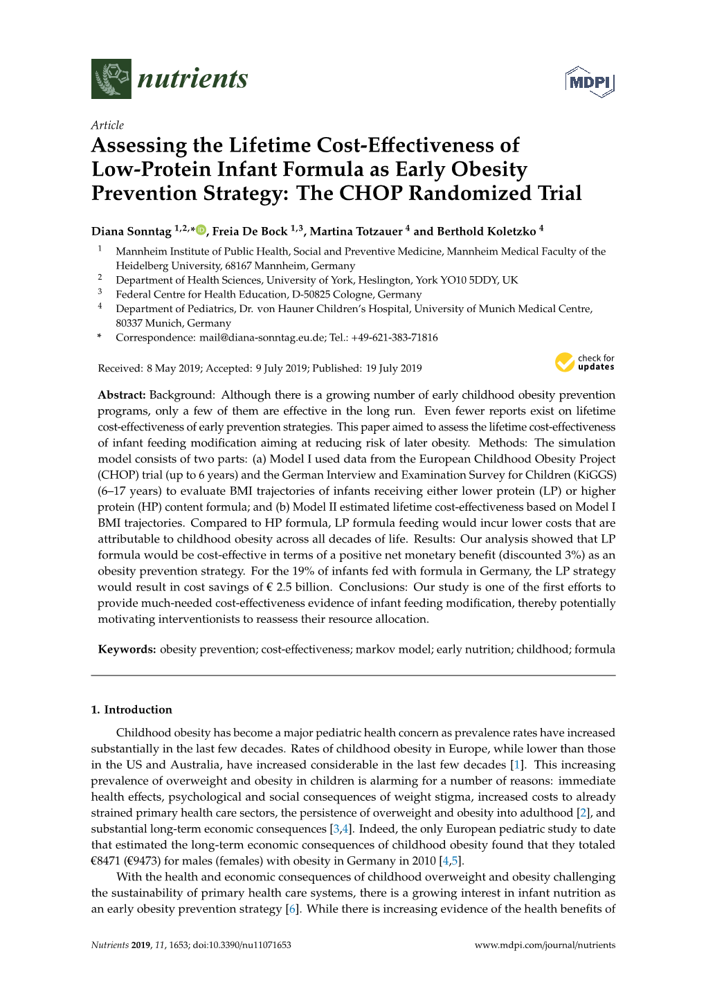 Assessing the Lifetime Cost-Effectiveness of Low-Protein