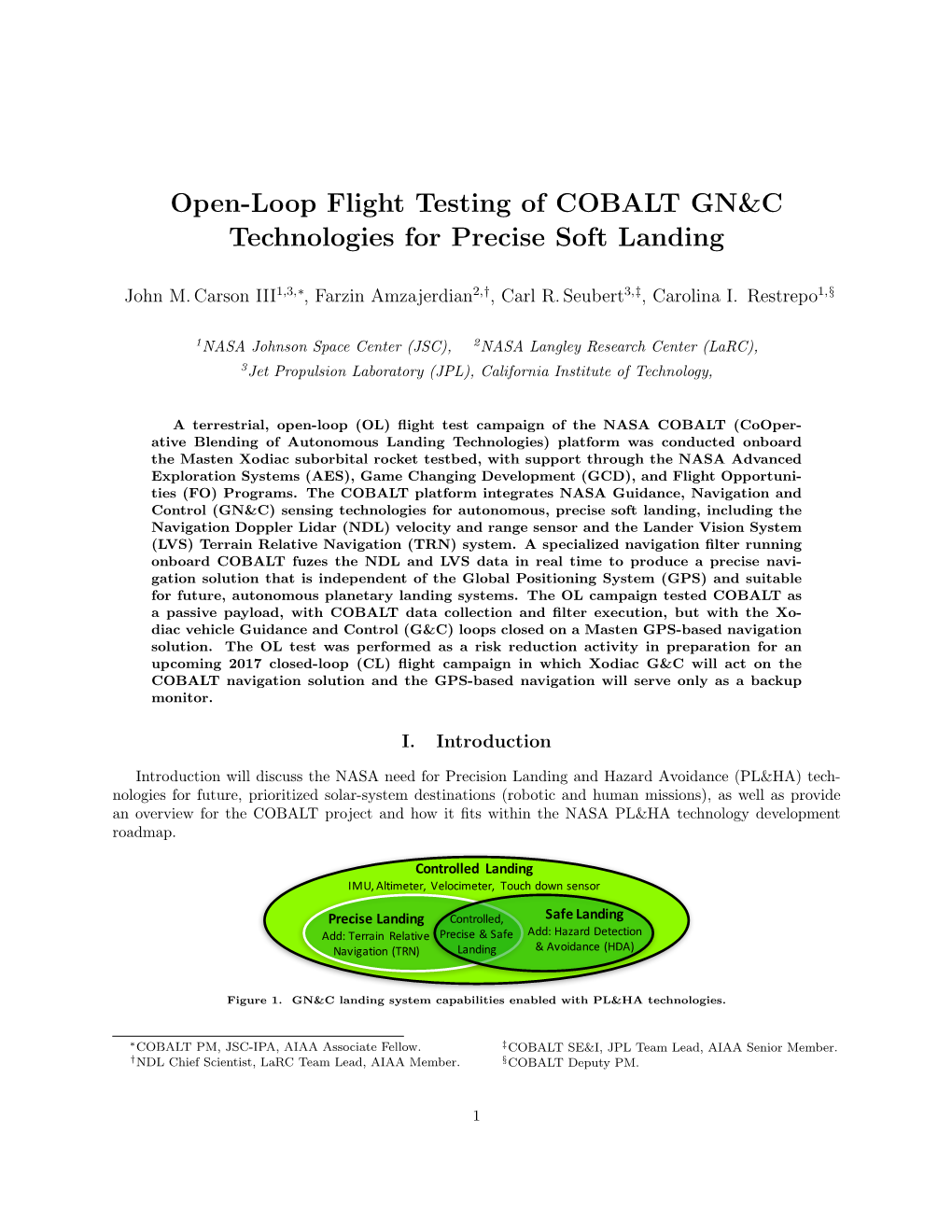 Open-Loop Flight Testing of COBALT GN&C Technologies for Precise Soft Landing