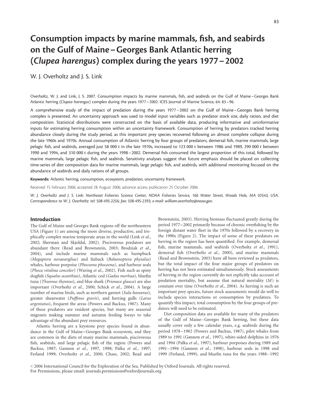 Consumption Impacts by Marine Mammals, Fish, and Seabirds on The