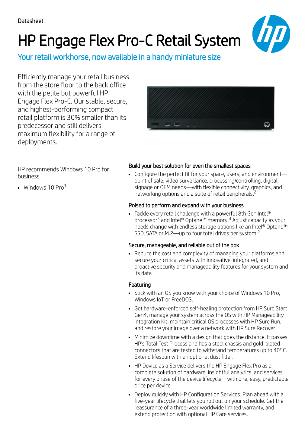 HP Engage Flex Pro-C Retail System Your Retail Workhorse, Now Available in a Handy Miniature Size