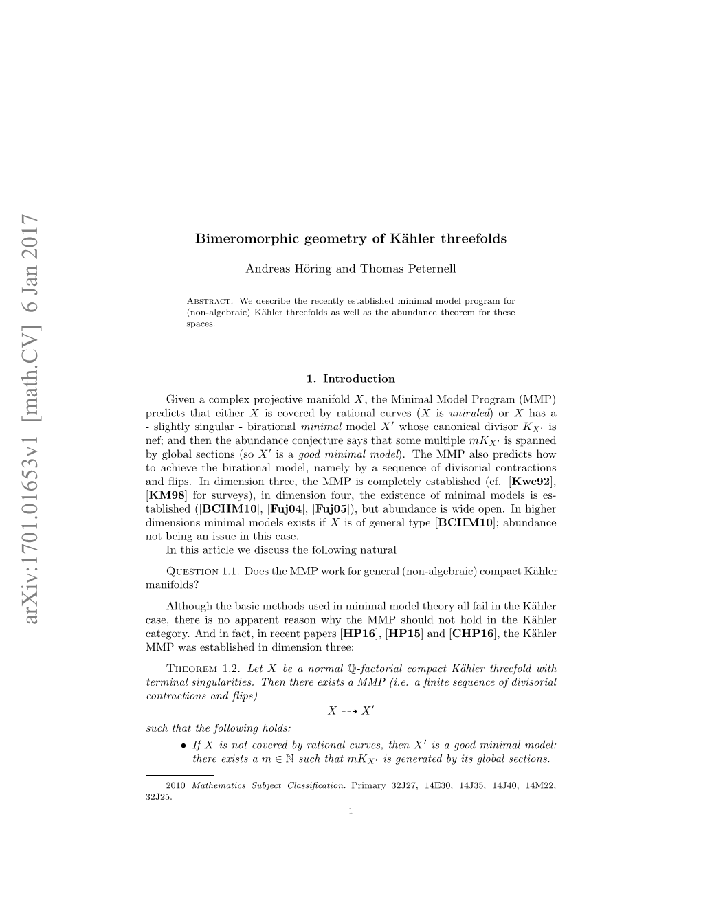 Arxiv:1701.01653V1 [Math.CV] 6 Jan 2017 32J25