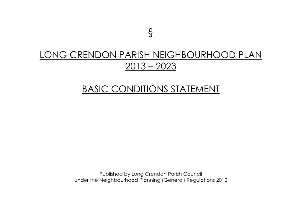 § Long Crendon Parish Neighbourhood Plan 2013