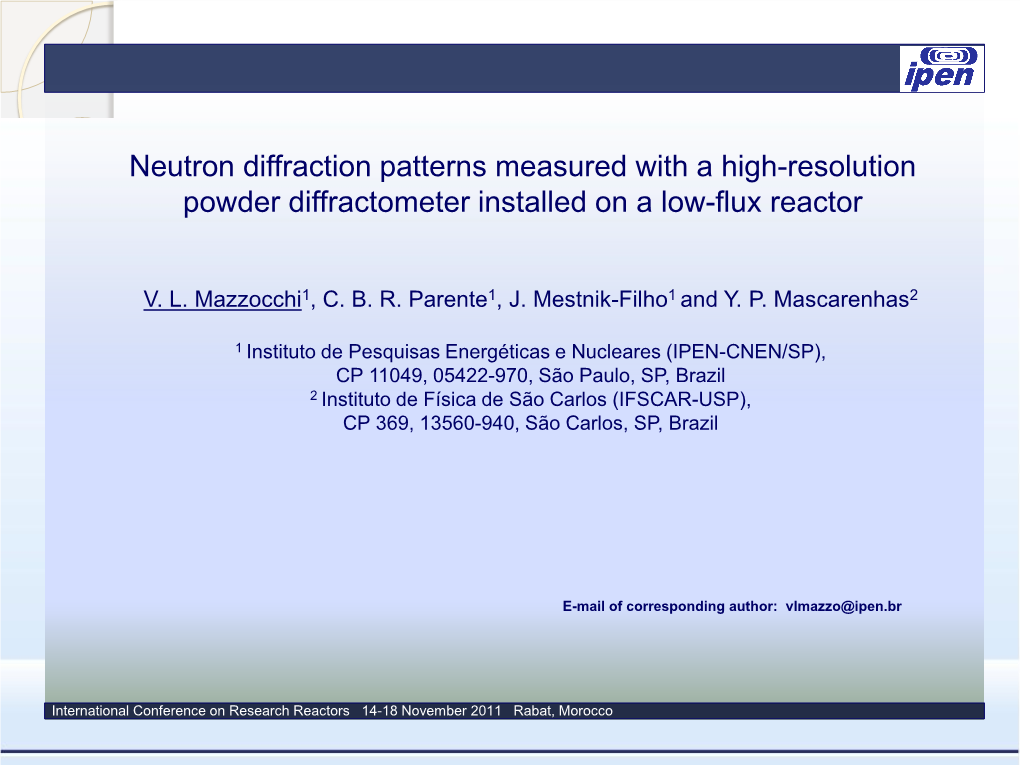 Neutron Diffraction Patterns Measured with a High-Resolution Powder Diffractometer Installed on a Low-Flux Reactor