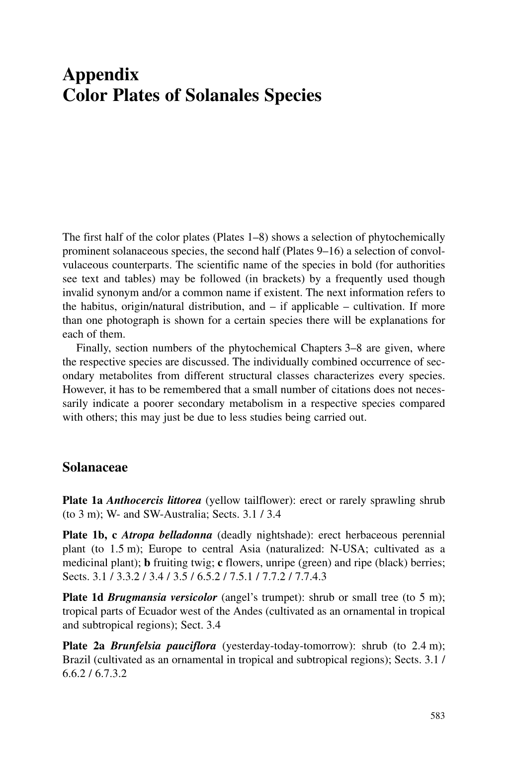 Appendix Color Plates of Solanales Species