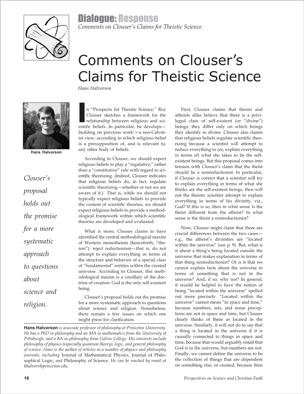 Comments on Clouser's Claims for Theistic Science