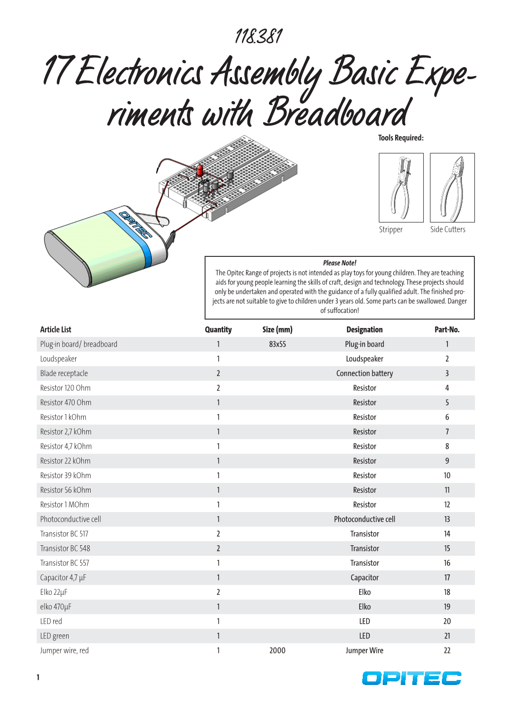 17 Electronics Assembly Basic Expe- Riments with Breadboard