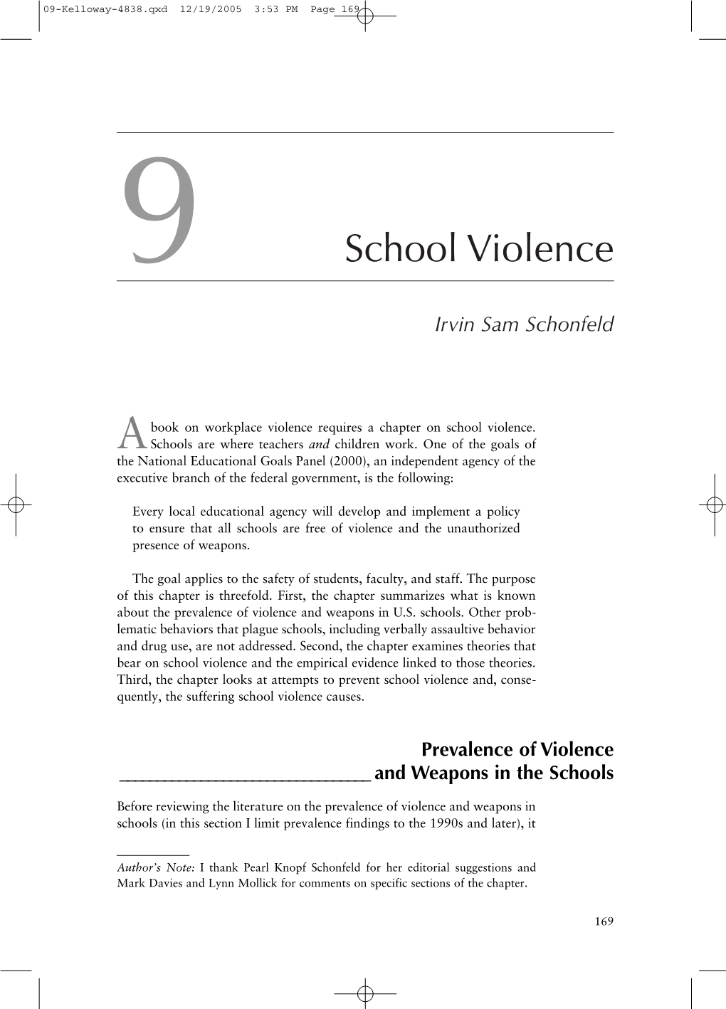 School Violence Irvin Sam Schonfeld