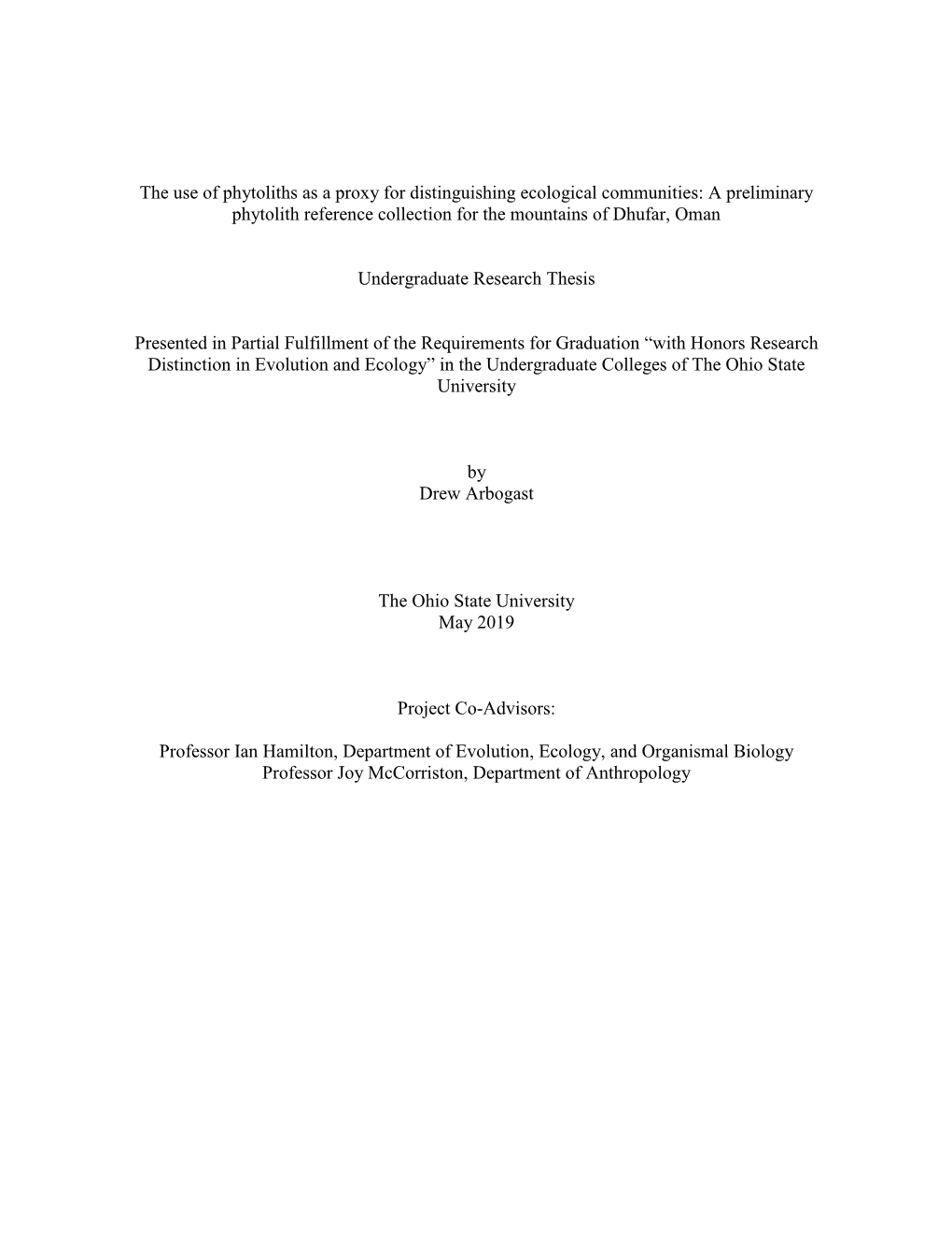 A Preliminary Phytolith Reference Collection for the Mountains of Dhufar, Oman