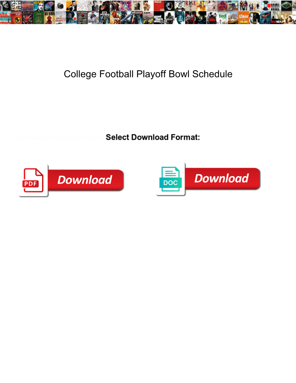 College Football Playoff Bowl Schedule