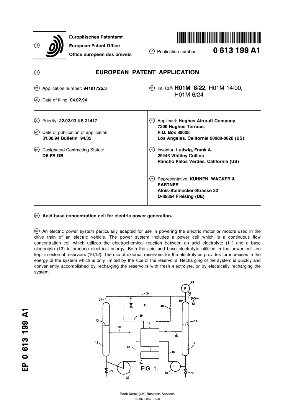 Acid-Base Concentration Cell for Electric Power Generation