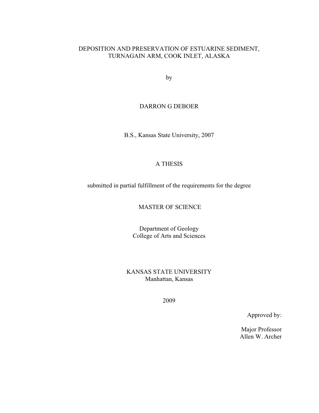 Deposition and Preservation of Estuarine Sediment, Turnagain Arm, Cook Inlet, Alaska