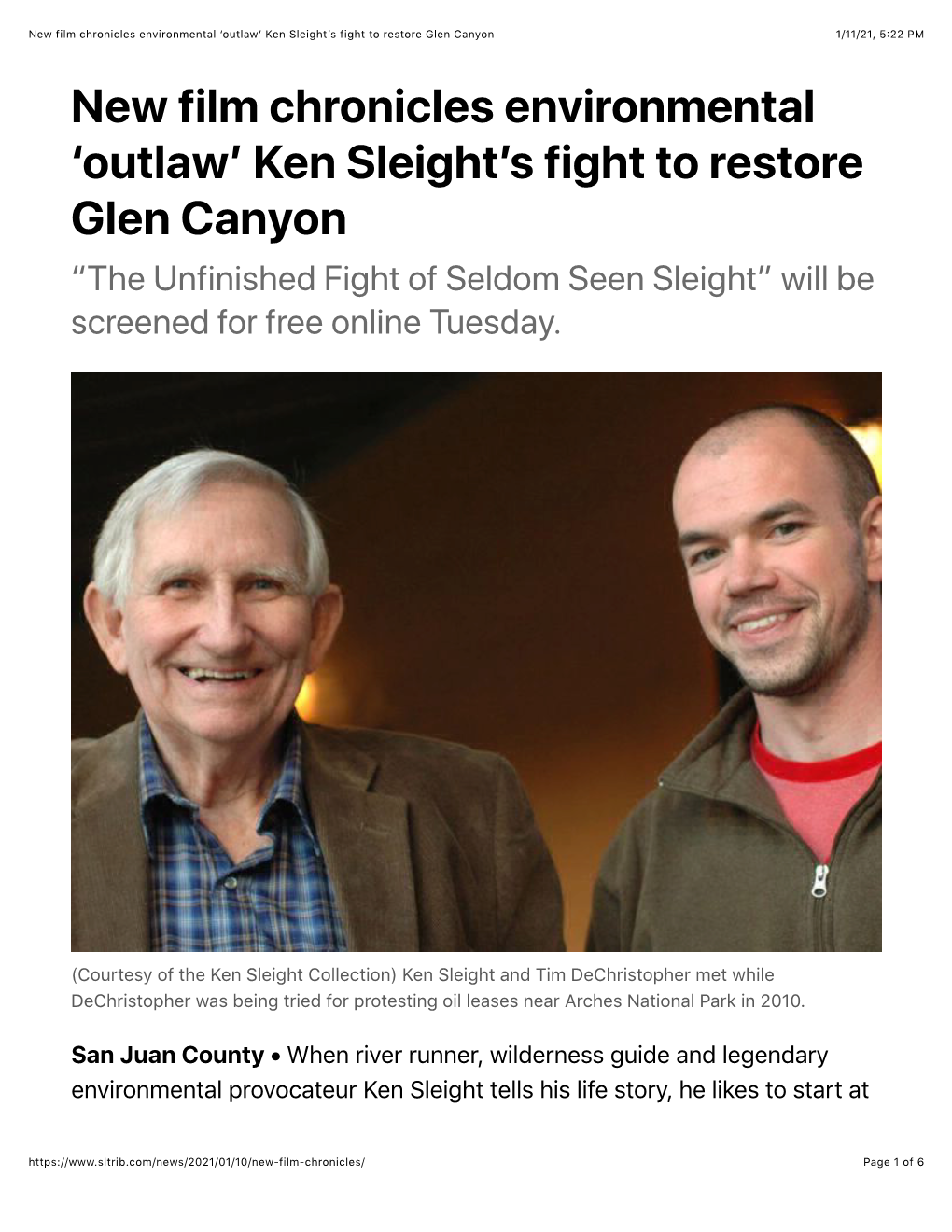 Ken Sleight's Fight to Restore Glen Canyon