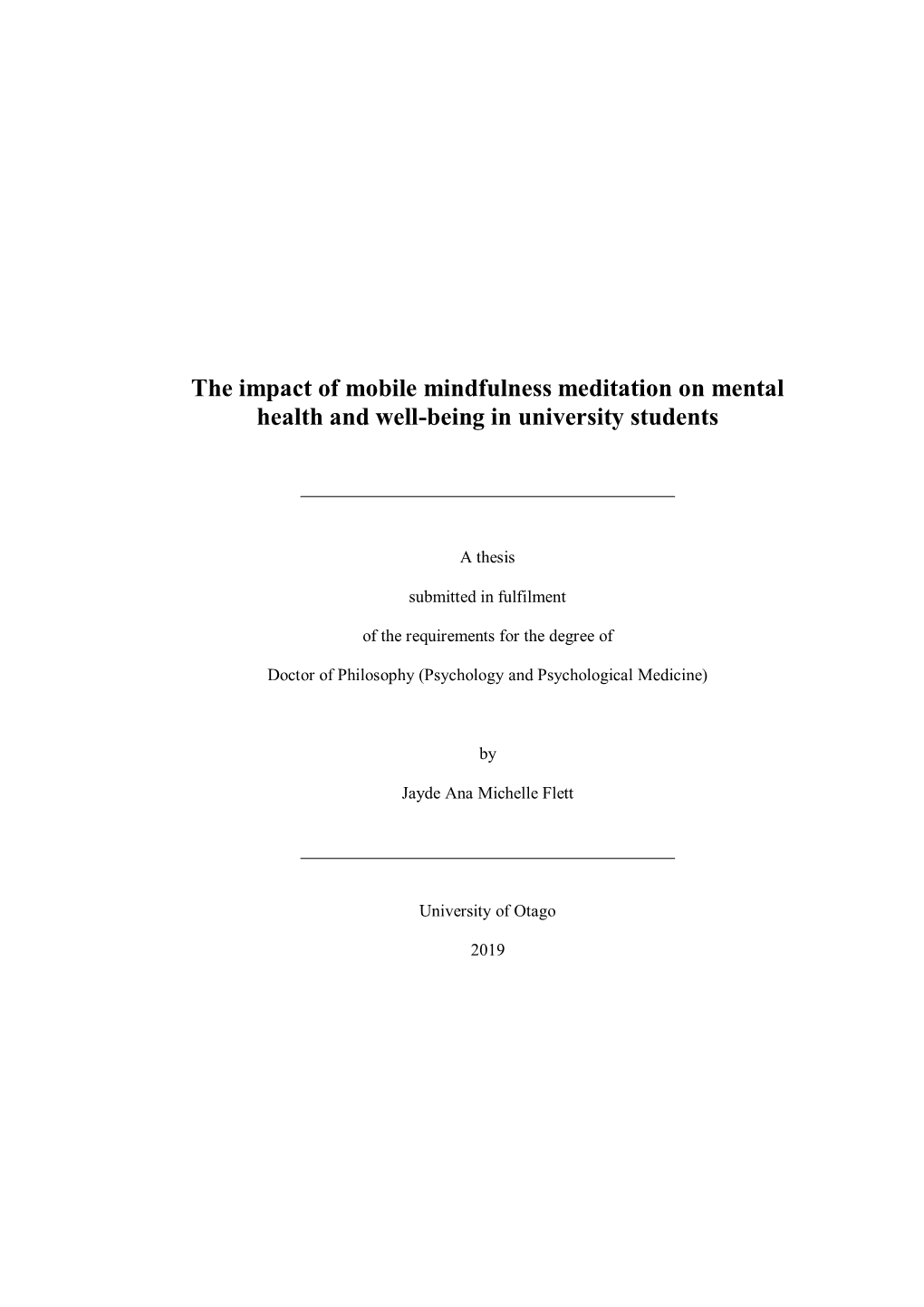 The Impact of Mobile Mindfulness Meditation on Mental Health and Well-Being in University Students