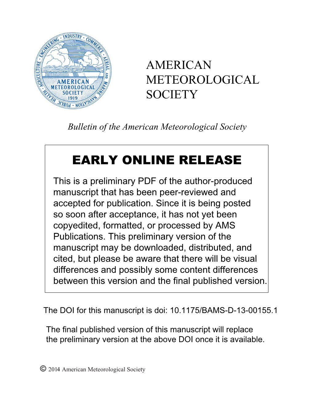 American Meteorological Society Early Online