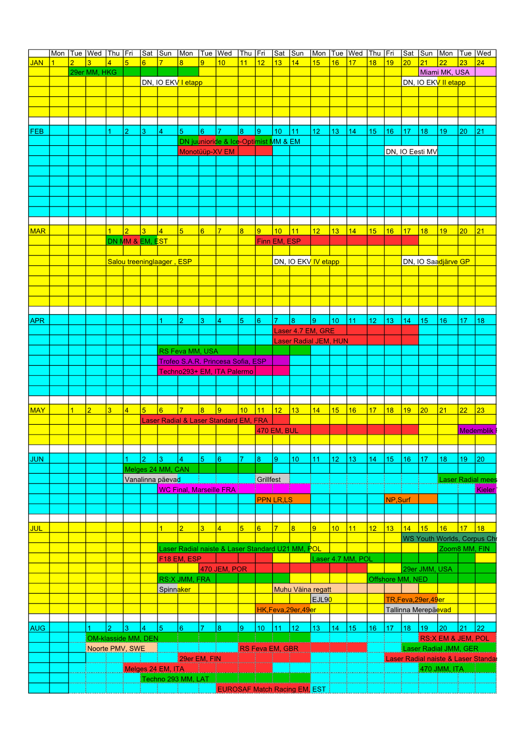 2018 PSK Kalender