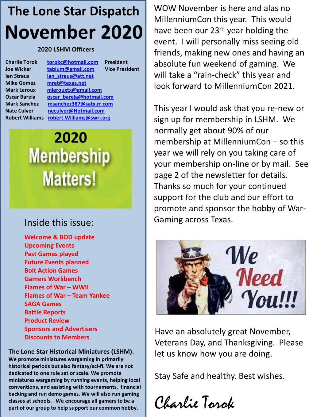 LSHM November 2020 Newsletter