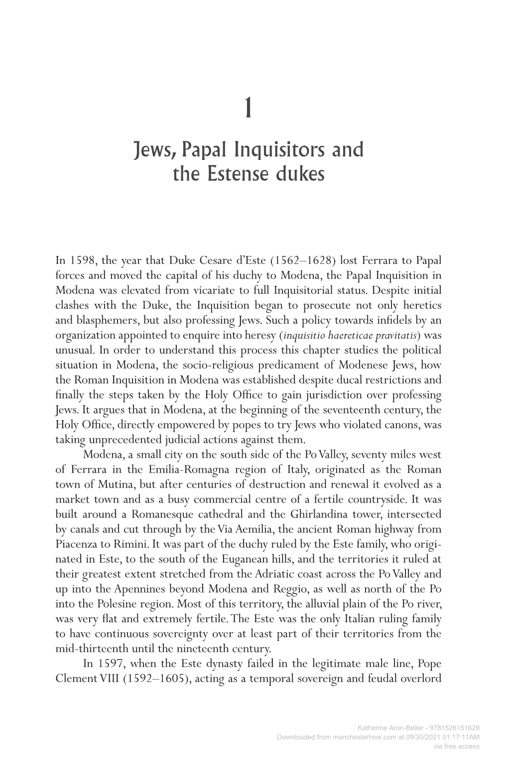 Jews on Trial: the Papal Inquisition in Modena