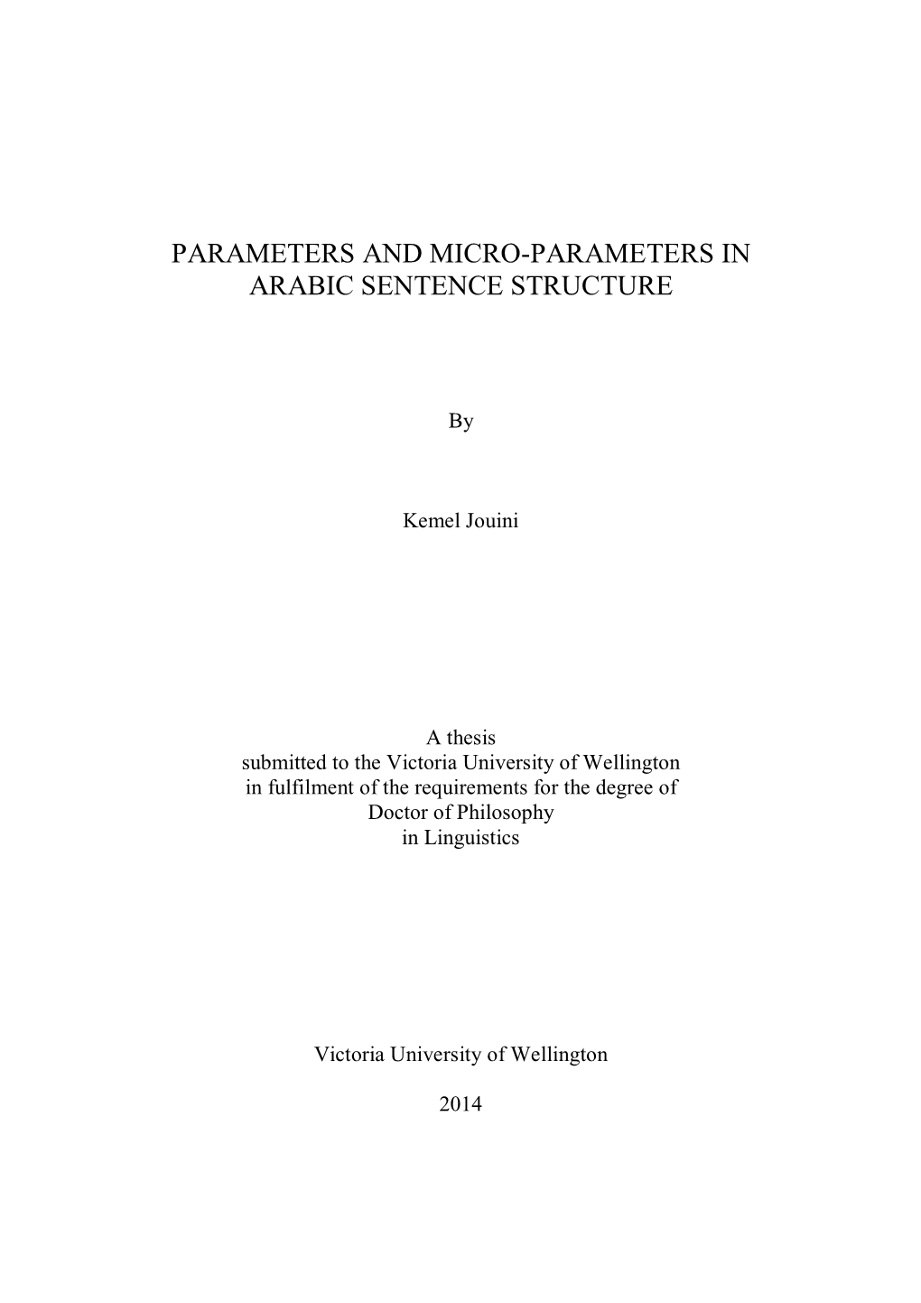 Parameters and Micro-Parameters in Arabic Sentence Structure