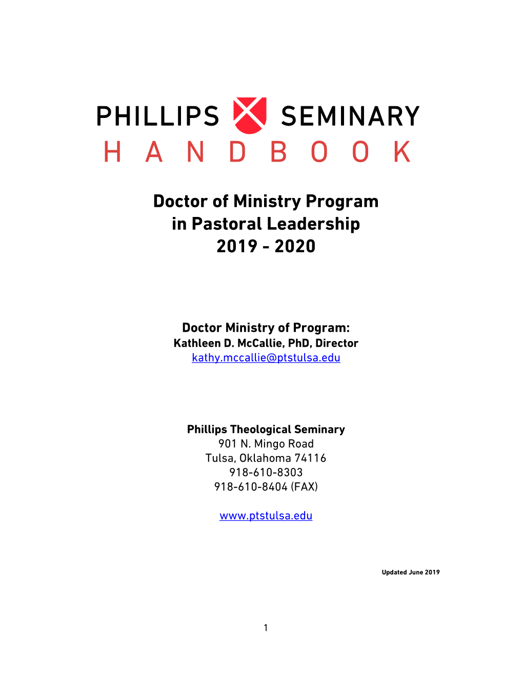 Handbook for Doctor of Ministry Students
