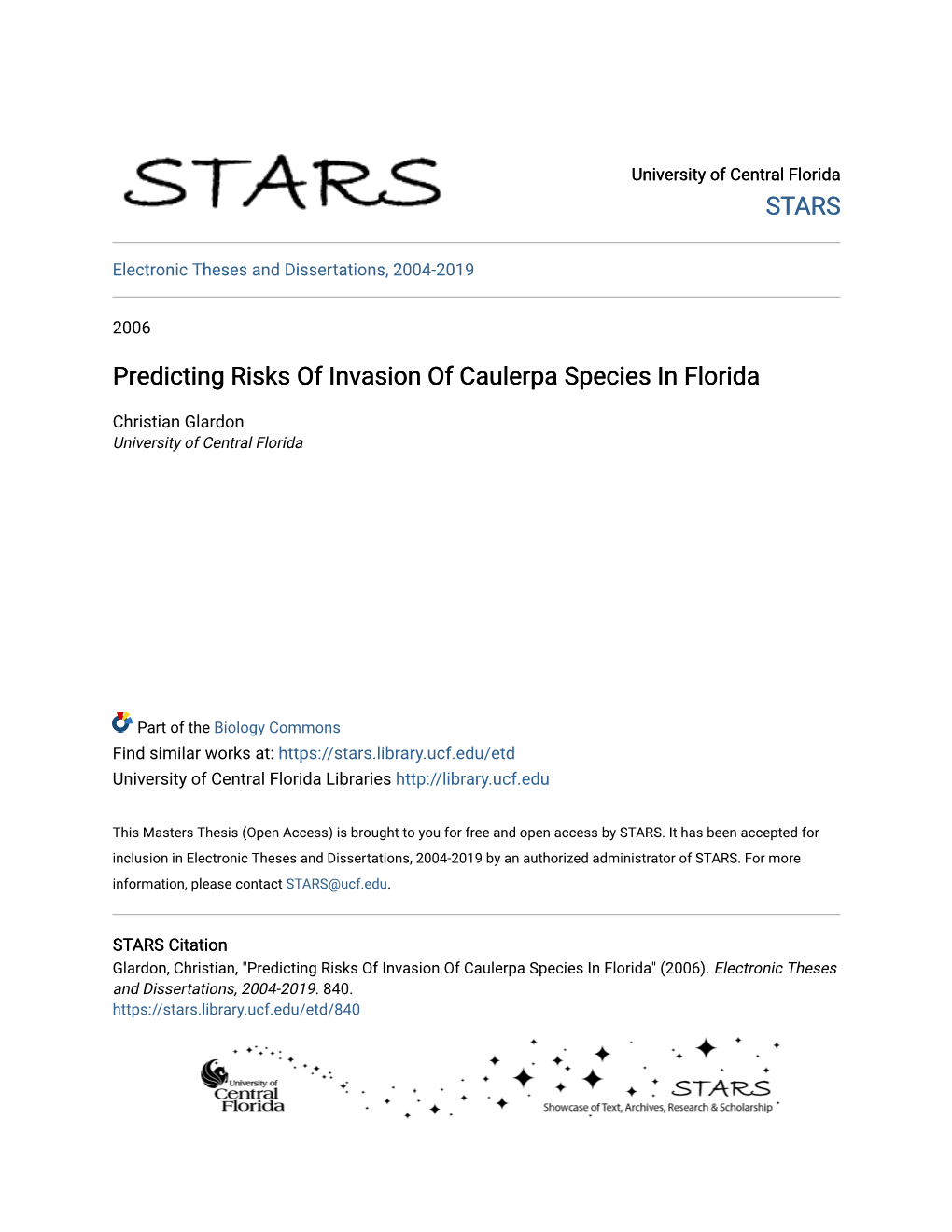 Predicting Risks of Invasion of Caulerpa Species in Florida