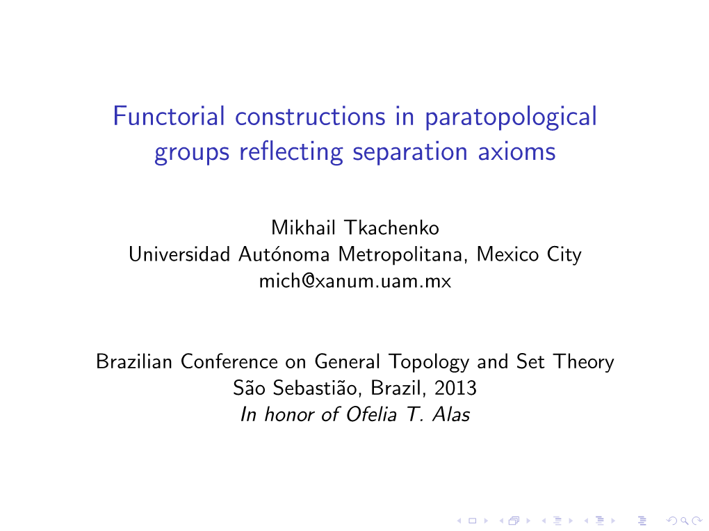 Functorial Constructions in Paratopological Groups Reflecting Separation Axioms