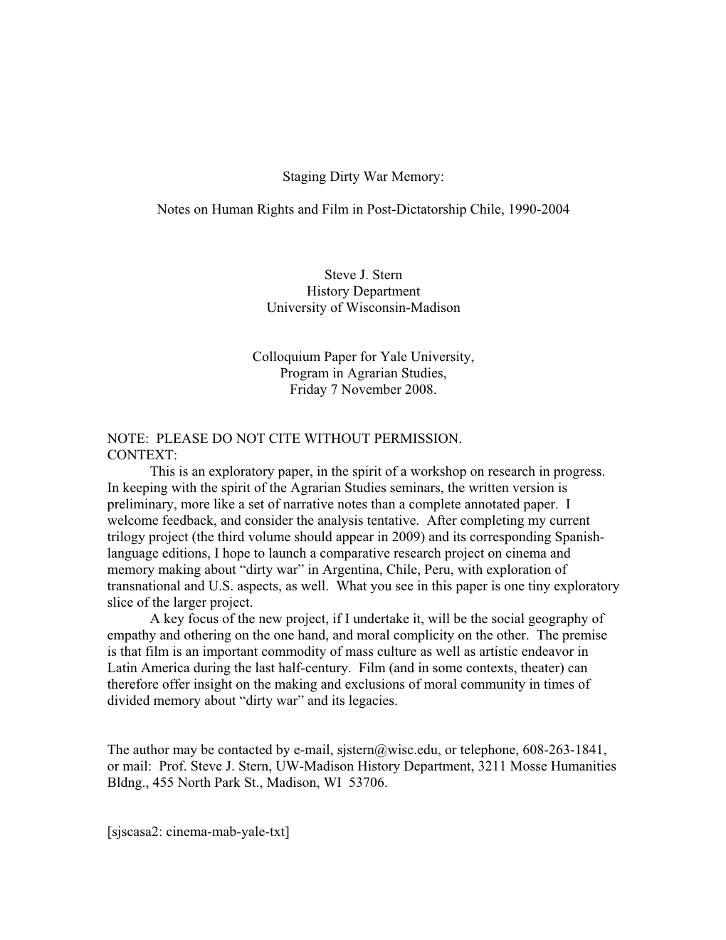 Notes on Human Rights and Film in Post-Dictatorship Chile, 1990-2004