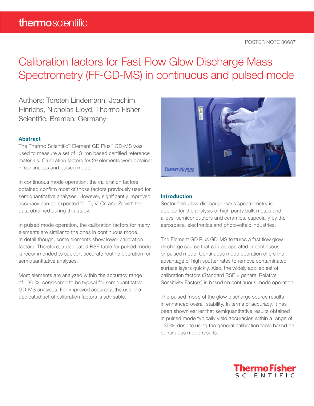 Calibration Factors for Fast Flow Glow Discharge Mass Spectrometry (FF-GD-MS) in Continuous and Pulsed Mode