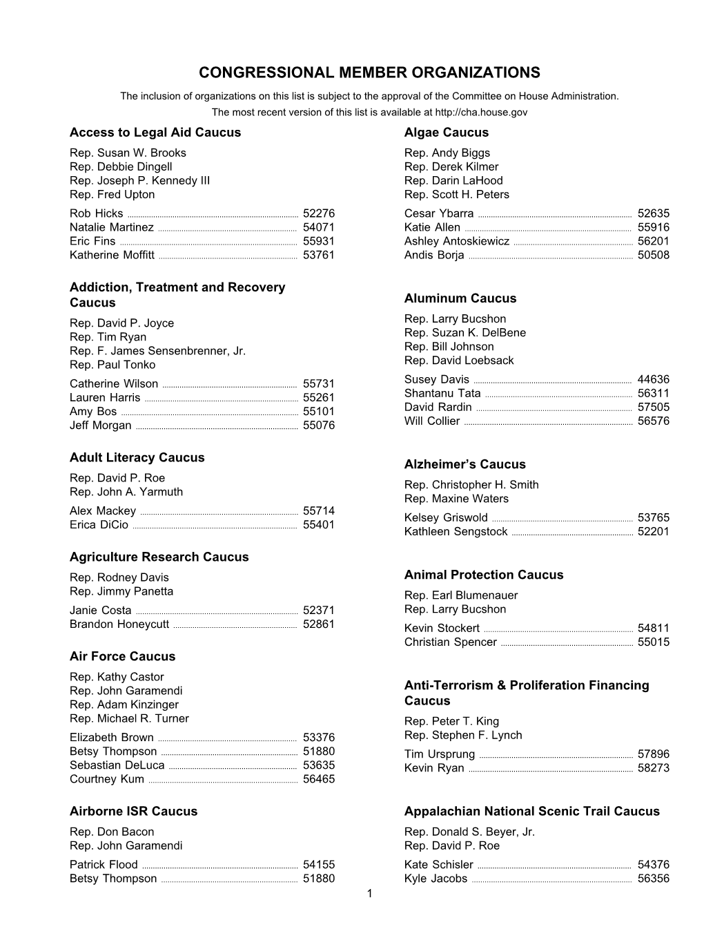 Congressional Member Organizations