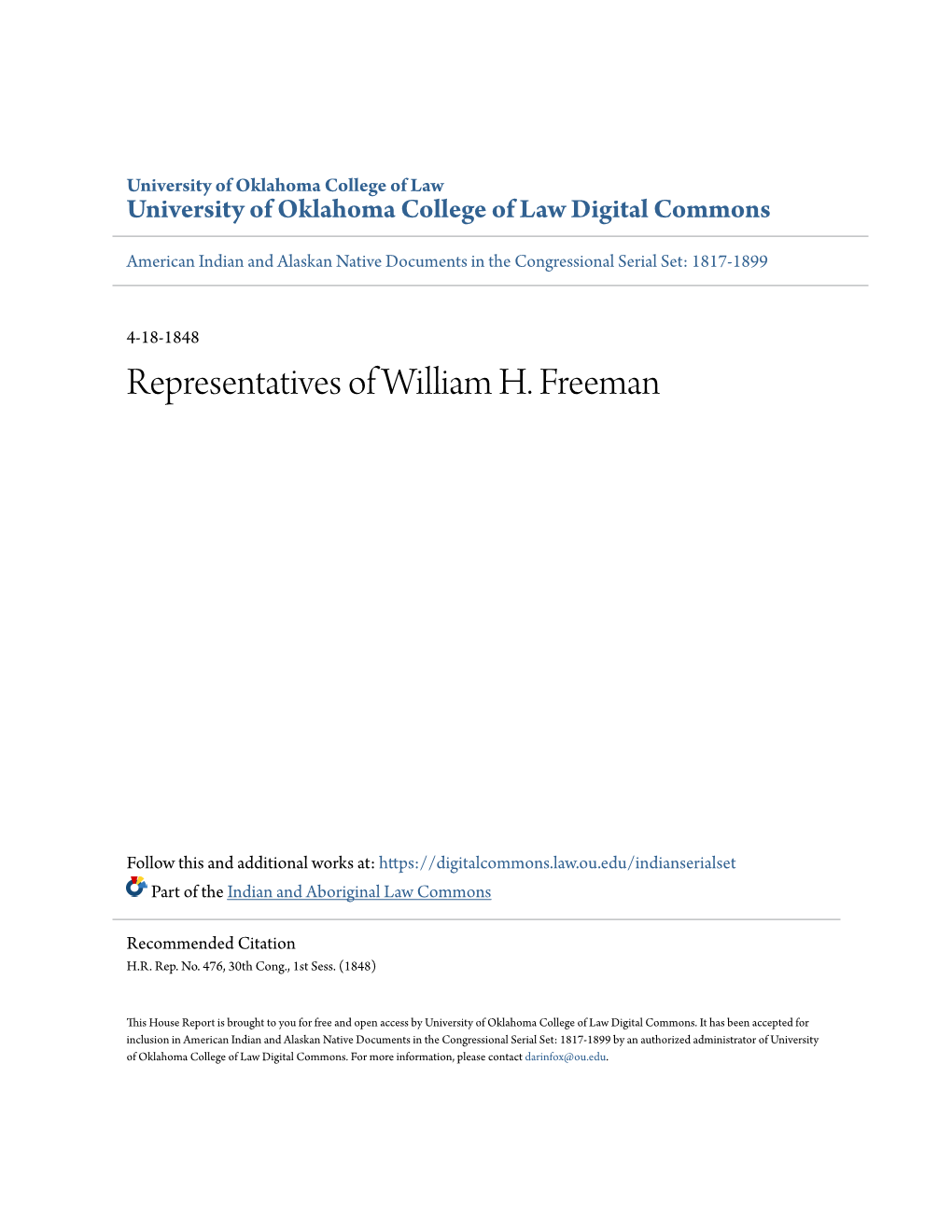 Representatives of William H. Freeman