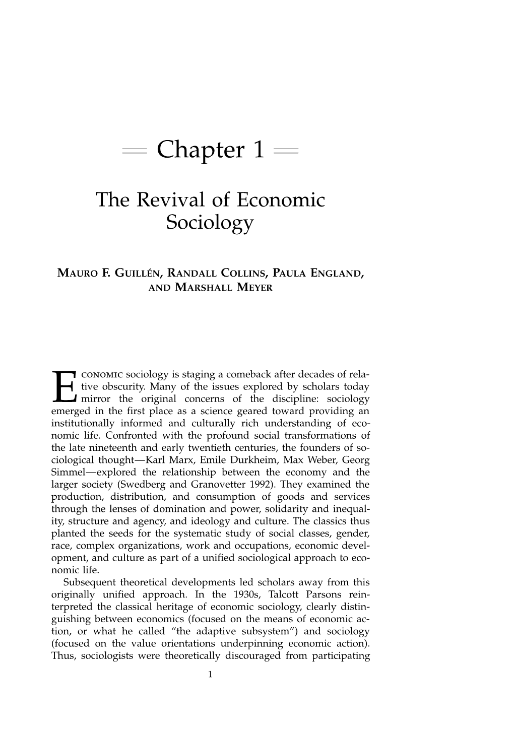 The Revival of Economic Sociology