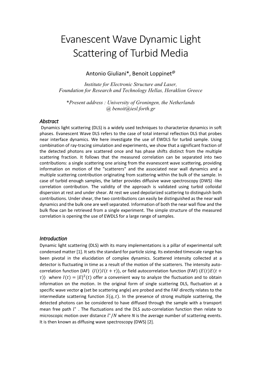 Evanescent Wave Dynamic Light Scattering of Turbid Media