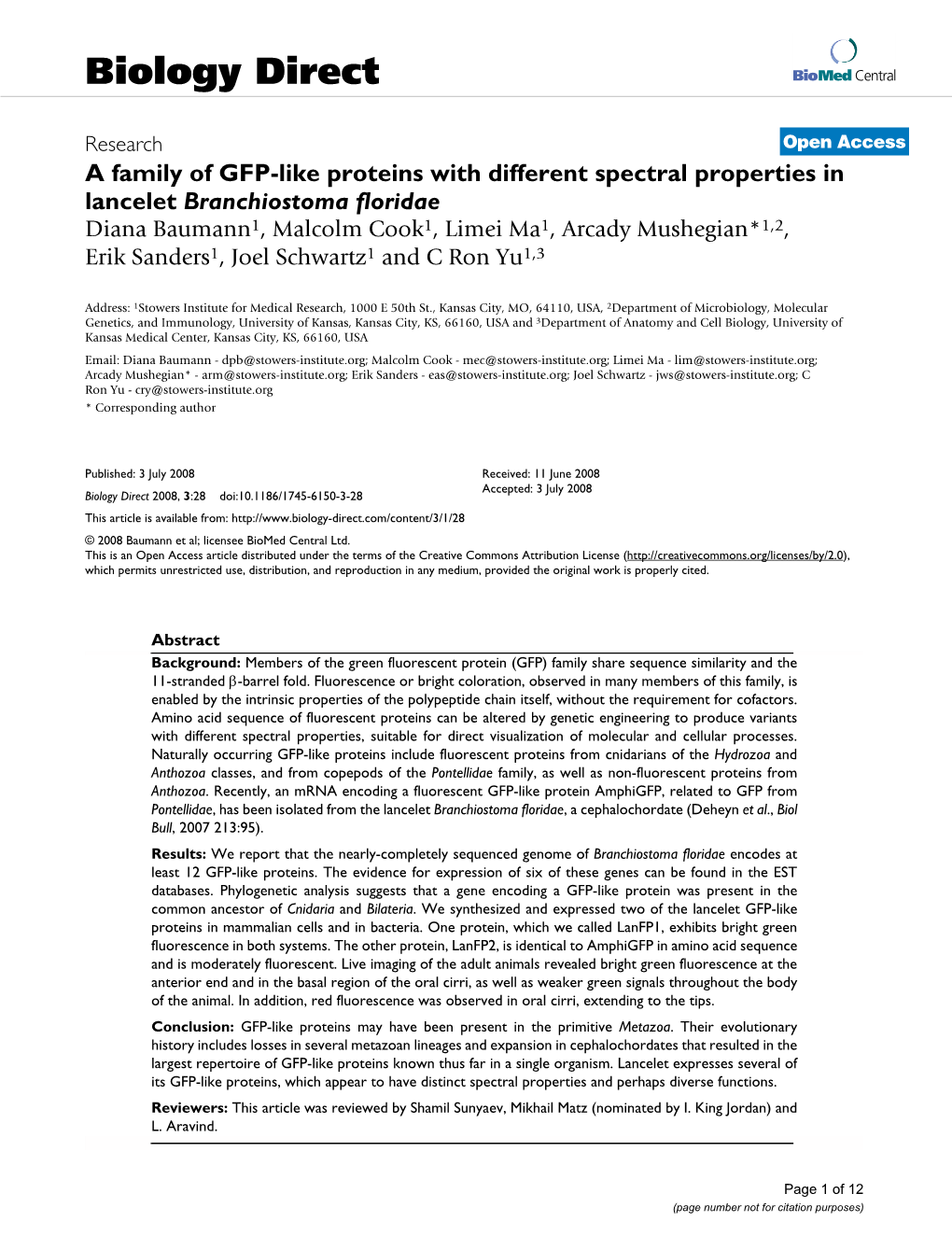 A Family of GFP-Like Proteins with Different Spectral Properties In