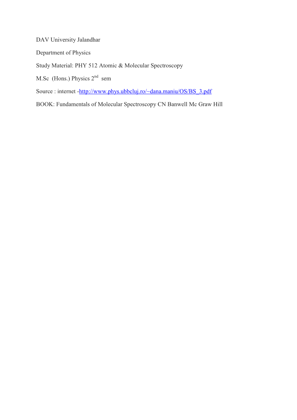 Rotational Spectroscopy