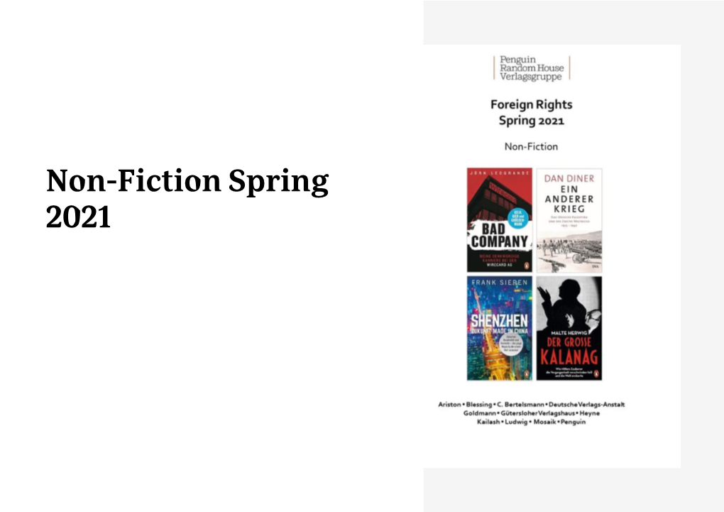 Non-Fiction Spring 2021 Contents