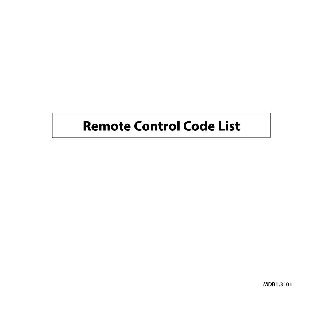 Remote Control Code List