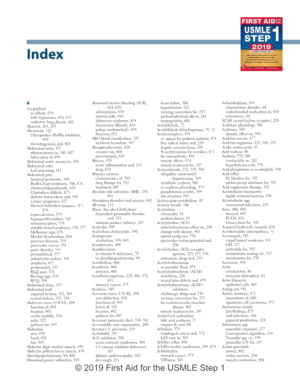 © 2019 First Aid for the USMLE Step 1 732 INDEX INDEX