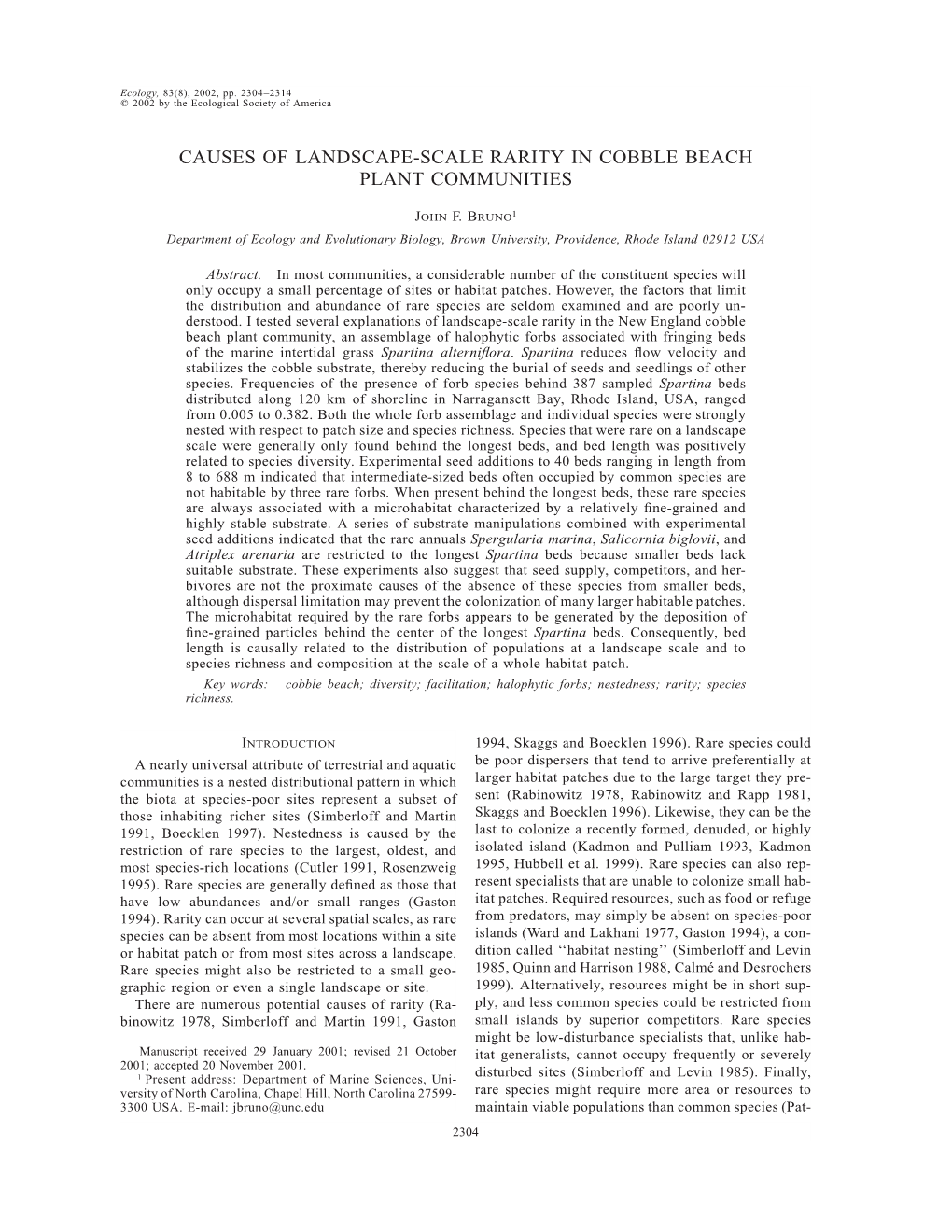 Causes of Landscape-Scale Rarity in Cobble Beach Plant Communities